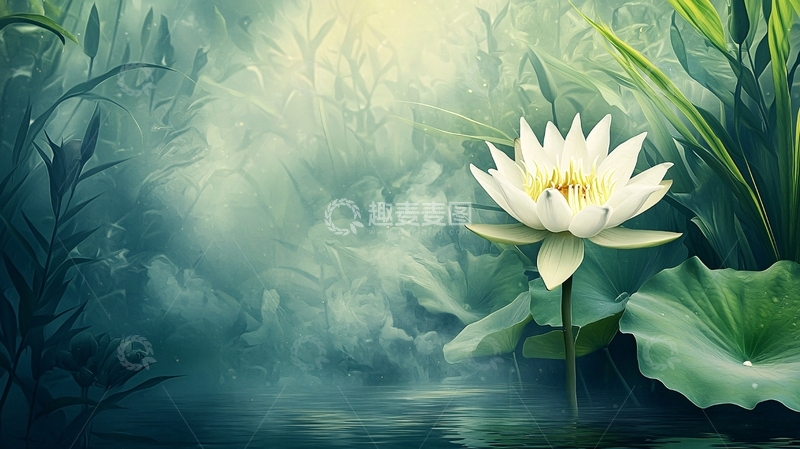 高清大图下载【趣麦麦图】水中白莲花高清图片