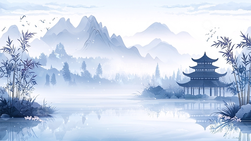 高清大图下载【趣麦麦图】水墨山水风景画