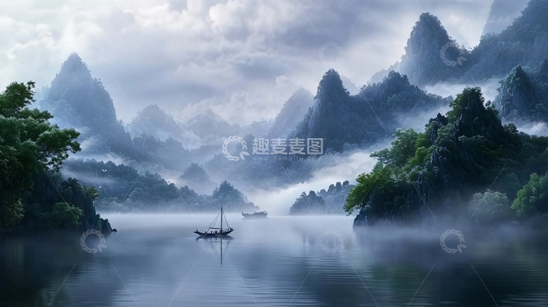 高清大图下载【趣麦麦图】山水朦胧意境风