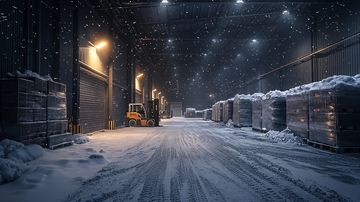 仓库雪景夜晚