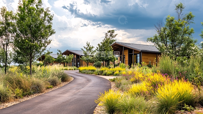 高清大图下载【趣麦麦图】乡间小屋与蜿蜒小路