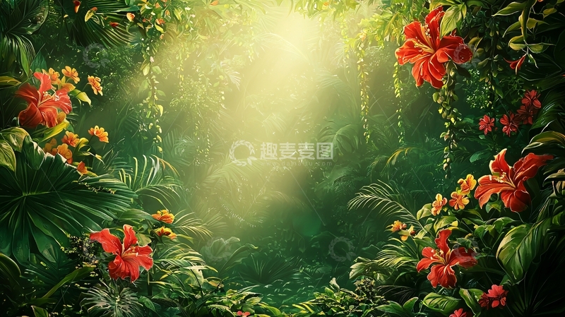 高清大图下载【趣麦麦图】热带雨林花卉阳光