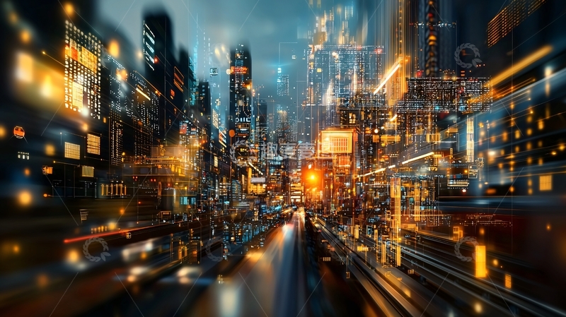 高清大图下载【趣麦麦图】赛博朋克城市夜景