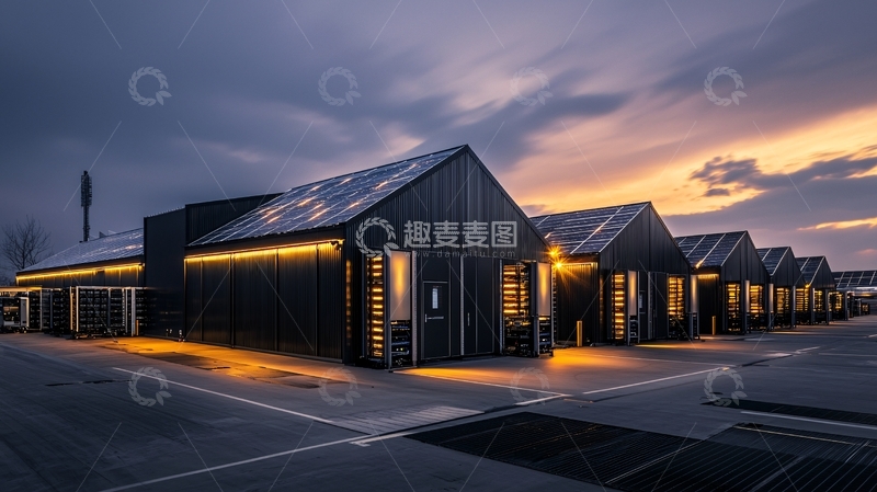 高清大图下载【趣麦麦图】黑色小屋在暮光下