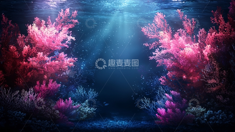 高清大图下载【趣麦麦图】深海珊瑚礁和阳光
