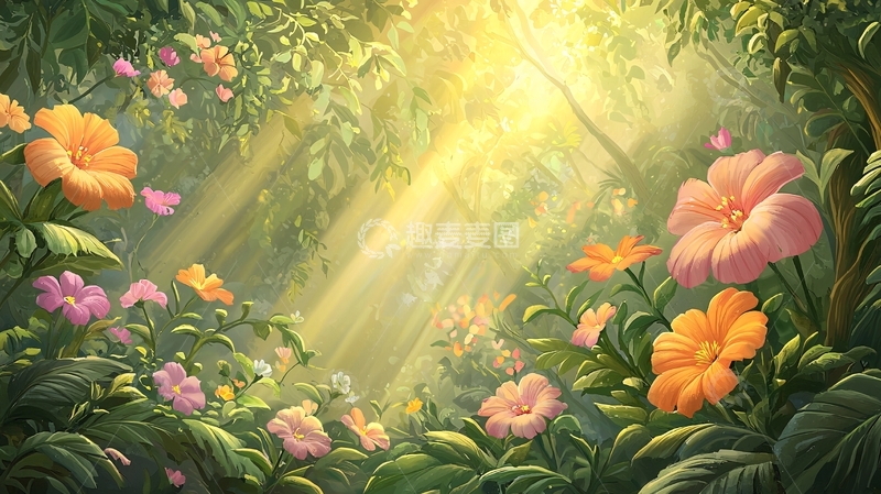 高清大图下载【趣麦麦图】阳光穿透树林