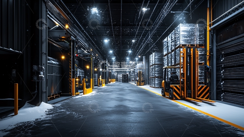 高清大图下载【趣麦麦图】工业仓库内部堆满货物