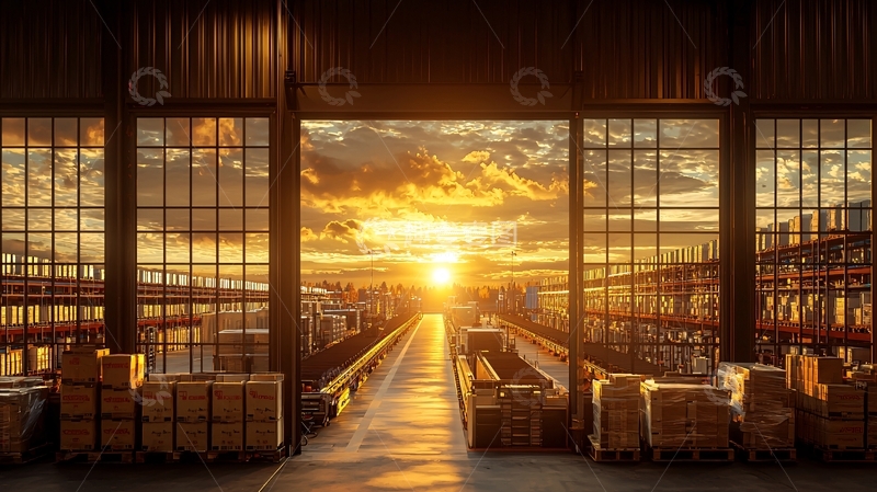 高清大图下载【趣麦麦图】仓库日出辉煌壮丽景象