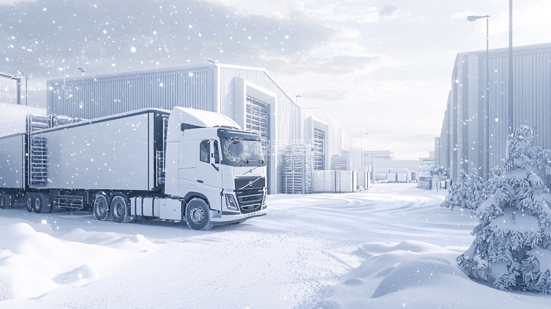 高清大图下载【趣麦麦图】雪地里的白色卡车