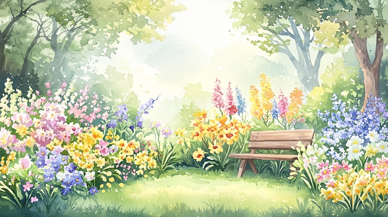 鲜花盛开的童话花园