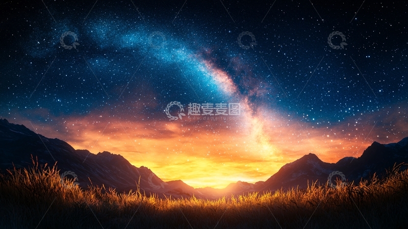 高清大图下载【趣麦麦图】夜空下的山脉