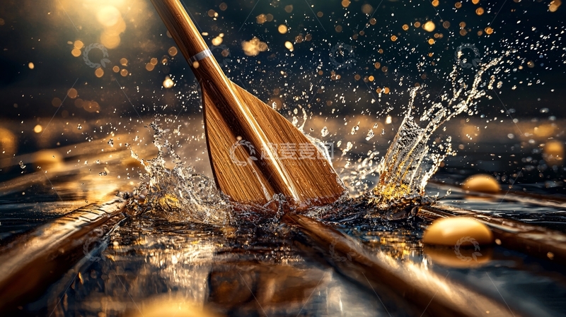 高清大图下载【趣麦麦图】金色船桨划破水面