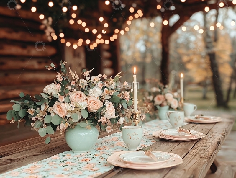 高清大图下载【趣麦麦图】户外餐桌浪漫晚餐