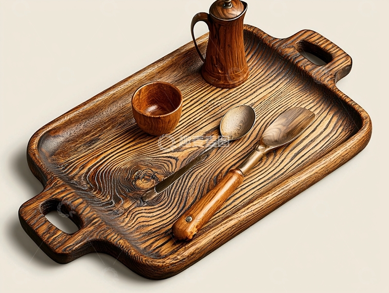 高清大图下载【趣麦麦图】木质托盘上的餐具
