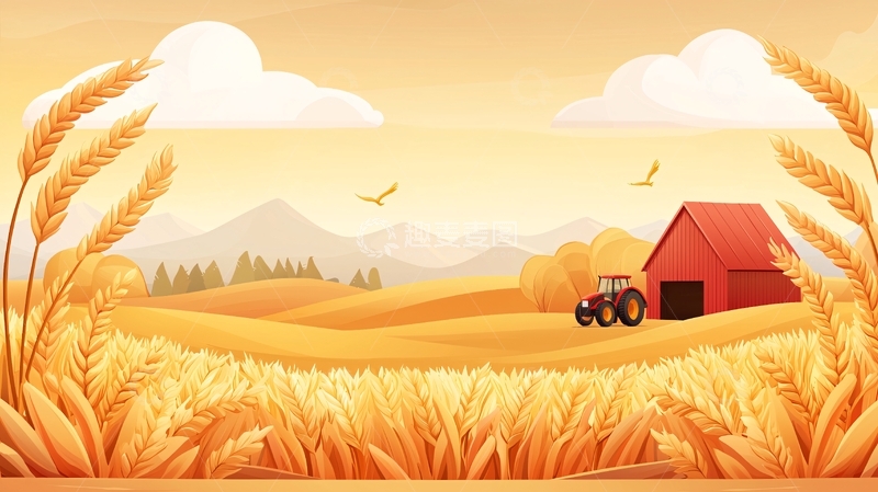 高清大图下载【趣麦麦图】金秋时节的丰收场景