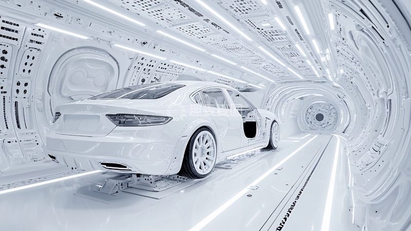 高清大图下载【趣麦麦图】白色汽车穿梭未来隧道