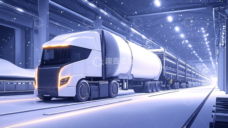 高清大图下载【趣麦麦图】未来感的白色油罐卡车