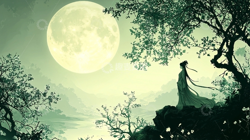 高清大图下载【趣麦麦图】月下美人剪影