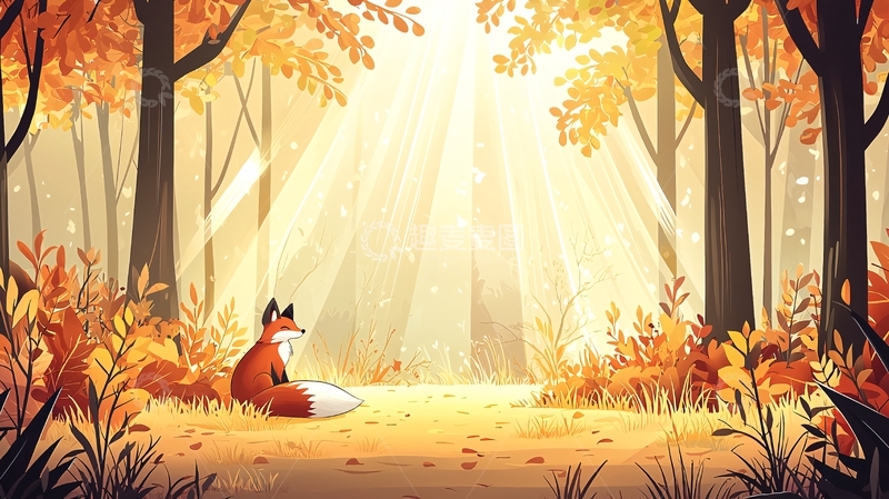 高清大图下载【趣麦麦图】秋日森林里的狐狸