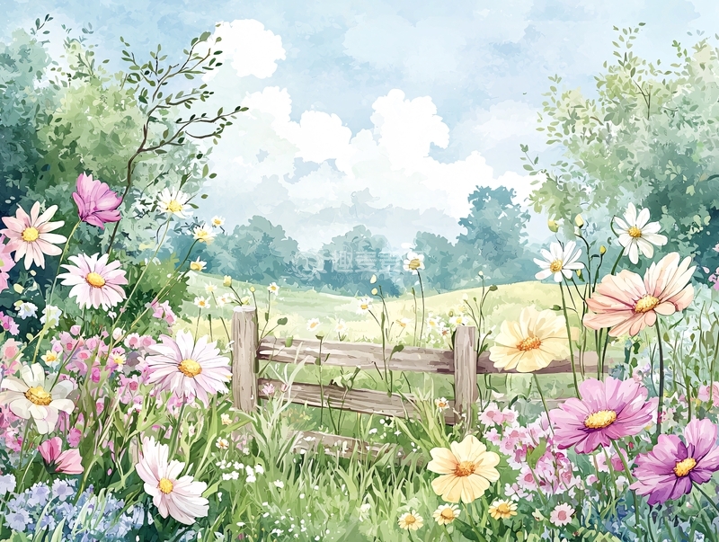 高清大图下载【趣麦麦图】鲜花盛开的田园风光