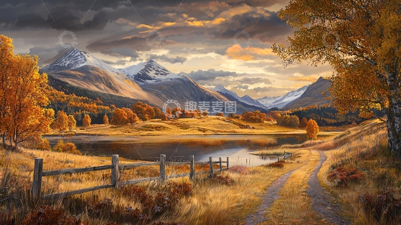 高清大图下载【趣麦麦图】秋日山野金色风景画