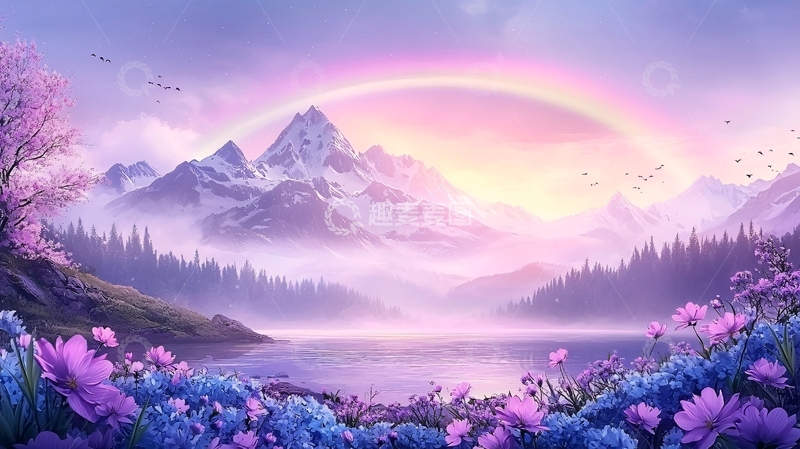 高清大图下载【趣麦麦图】梦幻山水花卉风景