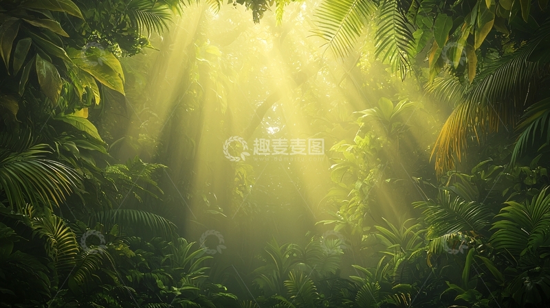 高清大图下载【趣麦麦图】森林阳光穿透树叶
