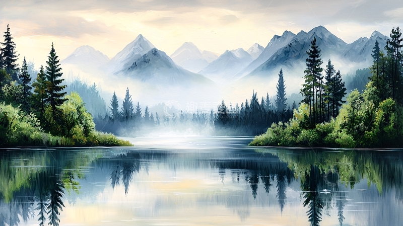 高清大图下载【趣麦麦图】水彩山水风景