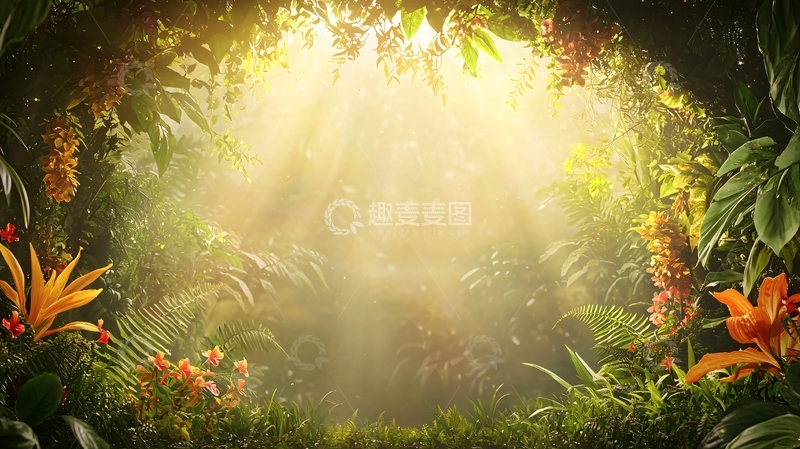 高清大图下载【趣麦麦图】茂密丛林阳光洒落