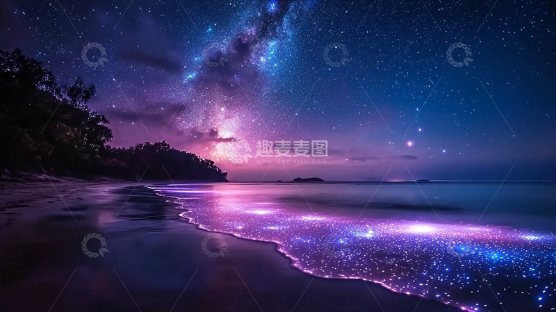 高清大图下载【趣麦麦图】海边星空唯美梦幻夜景