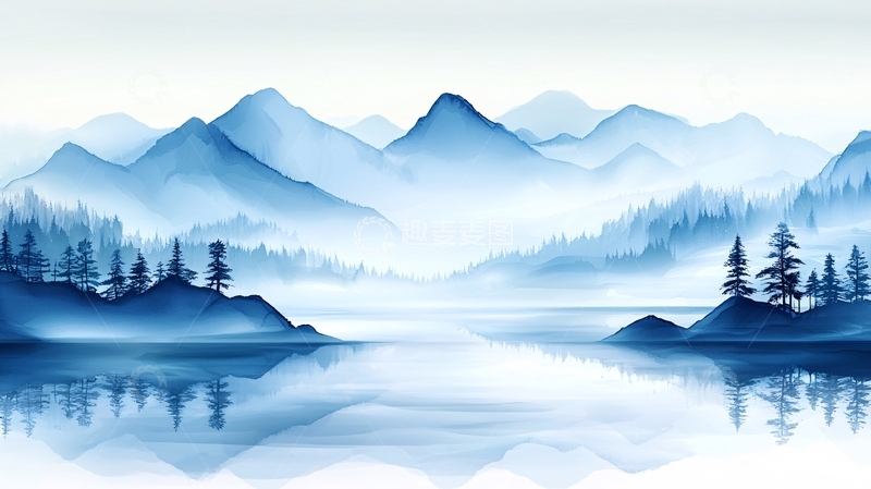 高清大图下载【趣麦麦图】水墨山水风景画