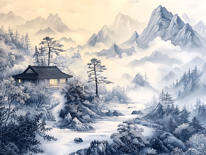 高清大图下载【趣麦麦图】水墨山水高清图片
