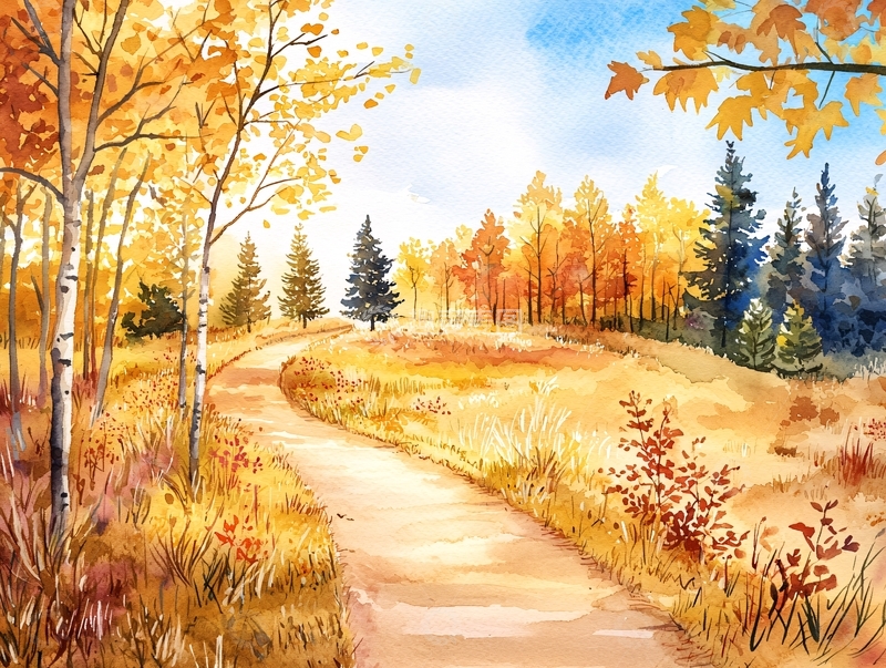 高清大图下载【趣麦麦图】秋季森林小路风景