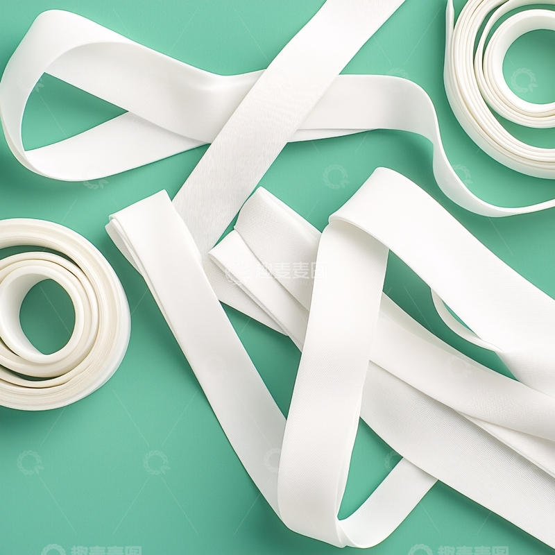 高清大图下载【趣麦麦图】白色松紧带在绿色背景上