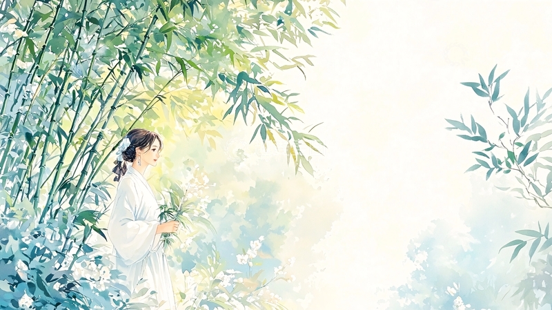 女子竹林背影清新意境