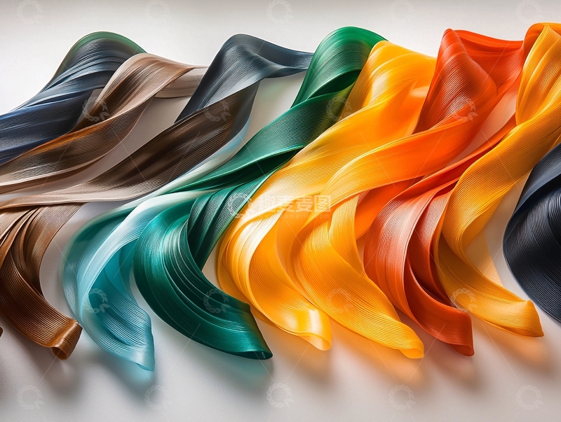高清大图下载【趣麦麦图】彩色丝带波浪排列