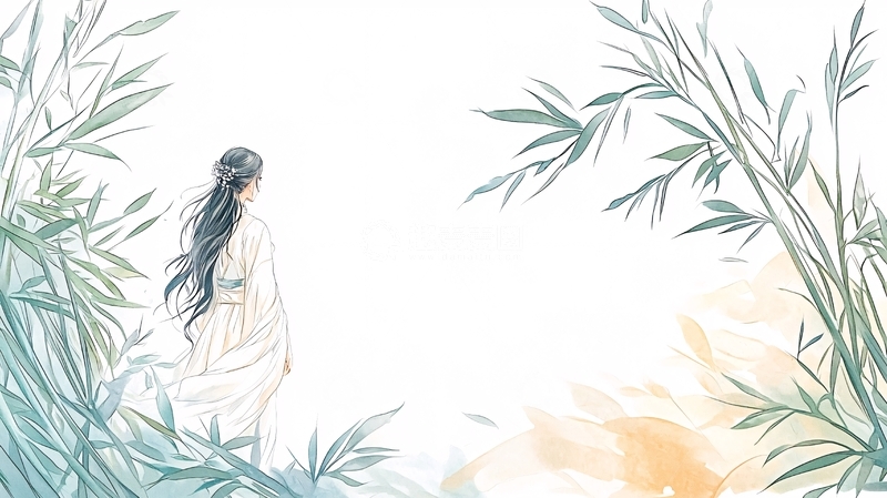高清大图下载【趣麦麦图】女子竹林背影唯美意境