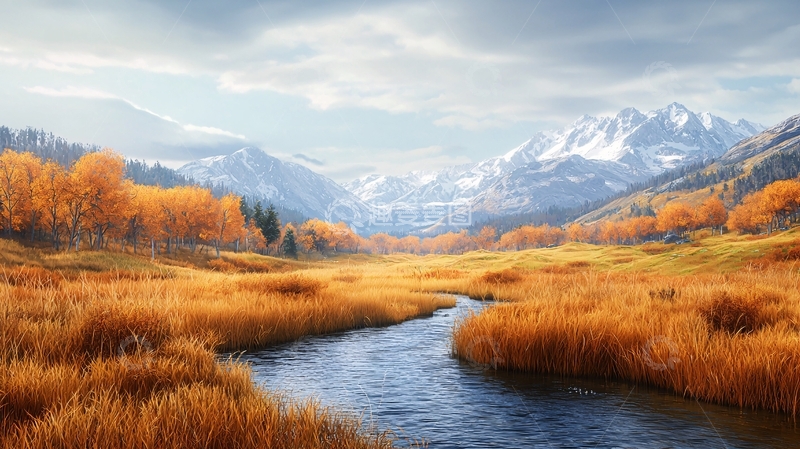 高清大图下载【趣麦麦图】秋季山间小溪流水