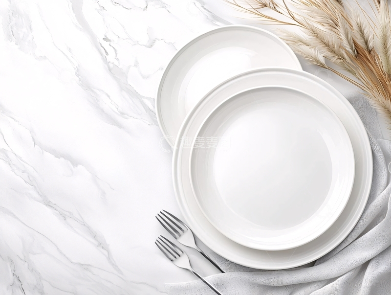 高清大图下载【趣麦麦图】简约白色餐具摆拍