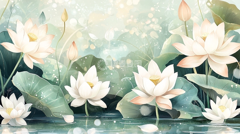 高清大图下载【趣麦麦图】白莲花盛开高清图片