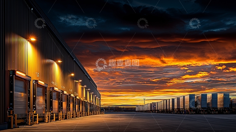 高清大图下载【趣麦麦图】仓库外景日落时分