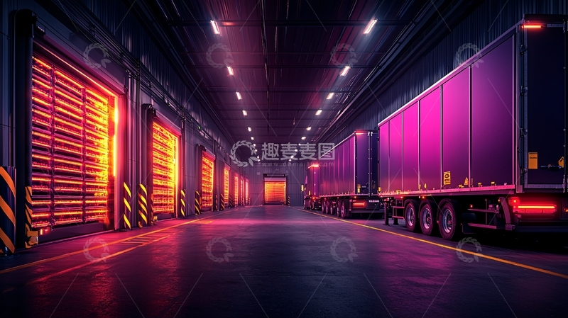 高清大图下载【趣麦麦图】仓库内部卡车场景