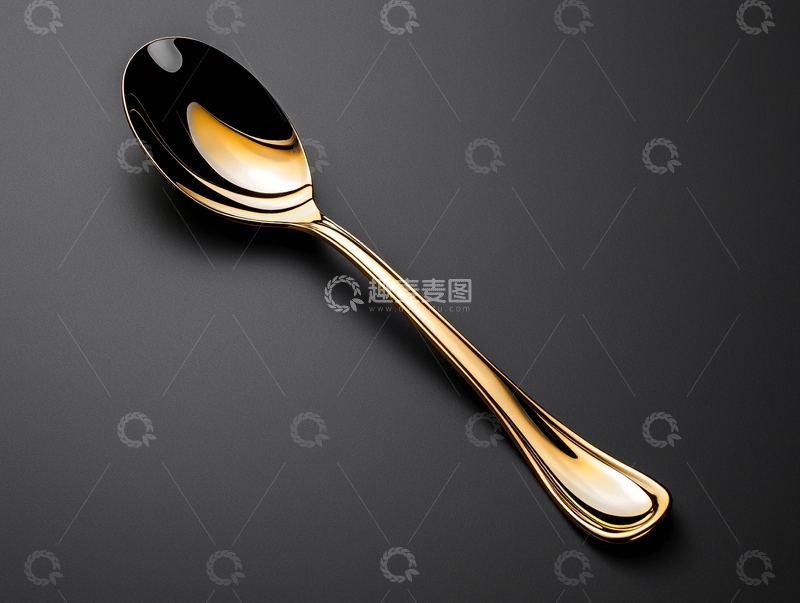 高清大图下载【趣麦麦图】金色勺子在黑色背景上