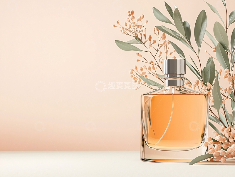 高清大图下载【趣麦麦图】香水瓶与植物背景