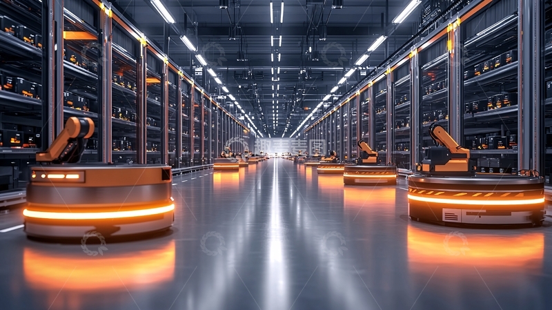 高清大图下载【趣麦麦图】自动化仓库机器人工作场景