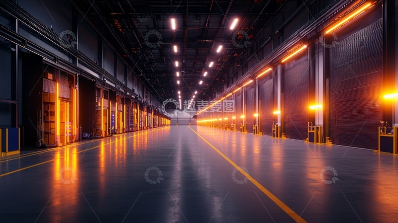 高清大图下载【趣麦麦图】仓库内部灯光通明
