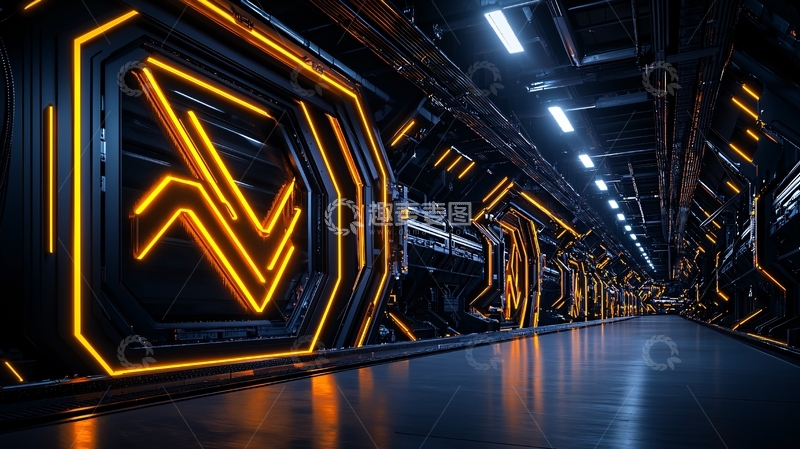 高清大图下载【趣麦麦图】科幻隧道霓虹灯光