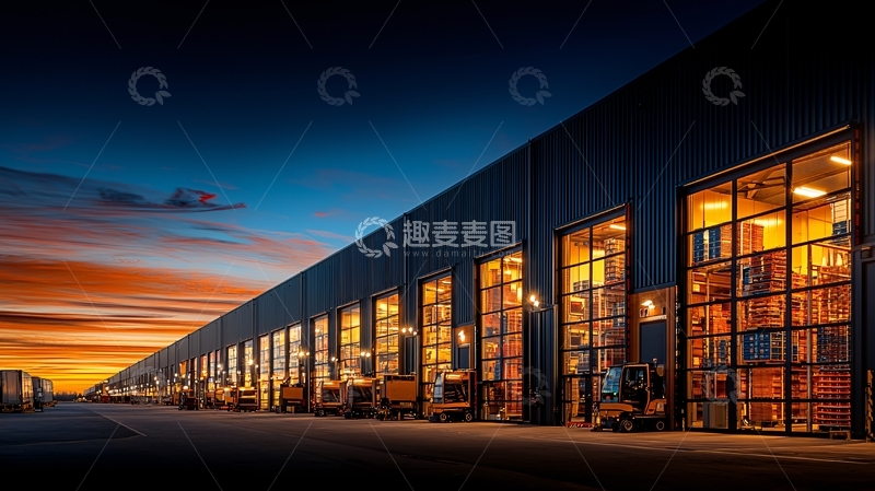 高清大图下载【趣麦麦图】工业建筑夜景外观