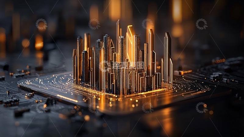 高清大图下载【趣麦麦图】未来城市芯片夜景