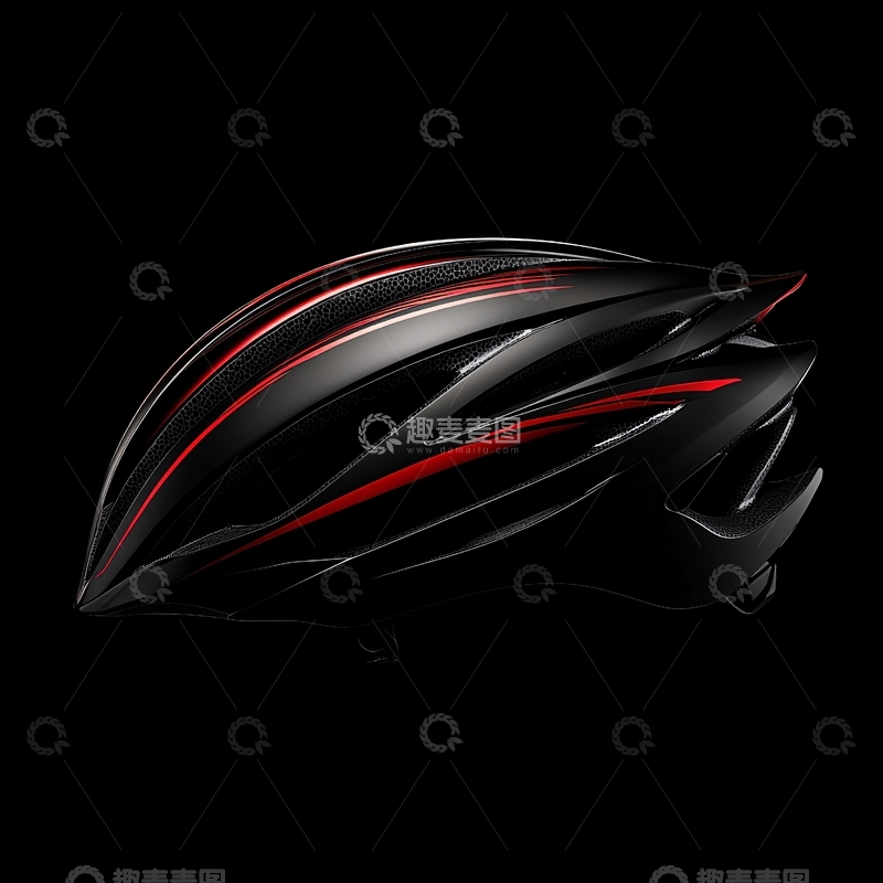 高清大图下载【趣麦麦图】黑色流线型自行车头盔